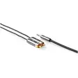 Stereoäänikaapeli | 3.5 mm uros | 2x RCA uros | Kullattu | 5.00 m | Pyöreä | Gun Metal Harmaa | Laatikko kannella ja ikkunalla - Audiokaapelit - 5412810318674 - 40