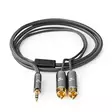 Stereoäänikaapeli | 3.5 mm uros | 2x RCA uros | Kullattu | 5.00 m | Pyöreä | Gun Metal Harmaa | Laatikko kannella ja ikkunalla - Audiokaapelit - 5412810318674 - 11