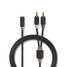 Stereoäänikaapeli | 2x RCA uros | 3.5 mm naaras | Kullattu | 0.20 m | Pyöreä | Antrasiitti | Laatikko - Audiokaapelit - 5412810265534 - 3