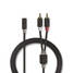 Stereoäänikaapeli | 2x RCA uros | 3.5 mm naaras | Kullattu | 0.20 m | Pyöreä | Antrasiitti | Laatikko - Audiokaapelit - 5412810265534 - 6