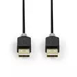 USB kaapeli | USB 2.0 | USB-A Uros | USB-A Uros | 480 Mbps | Kullattu | 2.00 m | Pyöreä | PVC | Antrasiitti | Laatikko - Tietokone ja verkko - 5412810263424 - 10