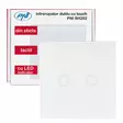 Kaksoiskytkin PNI SH202 -lasikosketuksella, valkoinen LED-merkkivalolla - Kytkimet - 5949066518744 - 1