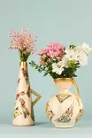 Käsinmaalattu Keraaminen Koristeellinen Ruukkusetti (2 kpl) - Beige - Pieni Ø12 cm, Iso Ø8 cm - Tyylikäs Sisustusratkaisu - Kukka-amppelit ja maljakot - 8684283654734 - 2