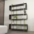 Kirjahylly Anthracite Gold - 100% Melamiinipinnoitettu Lastulevy, 18mm, 120x180x29,6cm, Yksi Paketti, Tyylikäs ja Kestävä - Kirjahyllyt - 8683743958924 - 4