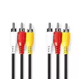 Komposiittivideokaapeli | 3x RCA uros | 3x RCA uros | Niklattu | 480p | 1.50 m | Pyöreä | PVC | Musta | Label - Nedis tuotteet - 5412810426614 - 1