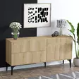 Konsoli - Huonekalut, Tammi Musta, 100% Melamiinipinnoitettu Lastulevy, 150x75x35 cm, Jalkakorkeus 25 cm, 2 Pakkausta - Lipastot ja senkit - 8683742502074 - 3