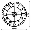 Koristeellinen Metallinen SeinäKello, Musta, 48x48 cm, 100% Metalli, 1,2mm, Paristokäyttöinen, Tyylikäs Sisustuselementti - Seinäkellot - 8682870854024 - 1