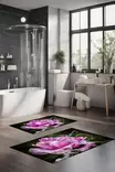 Kylpyhuonematto 2-osainen Setti, Monivärinen, 100% Polyesteri, 7 mm Nukka, 600 gr/m², Koko 40x60 cm ja 60x100 cm - Kylpyhuonematot ja kosteantilan matot - 8684283194384 - 2
