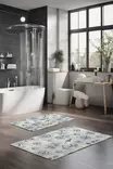 Kylpyhuonematto 2-osainen Setti, Monivärinen, 100% Polyesteri, 7 mm Nukka, 600 gr/m², Koko 40x60 cm ja 60x100 cm - Kylpyhuonematot ja kosteantilan matot - 8684283195244 - 2