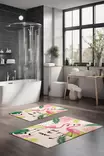 Kylpyhuonematto Setti 2-osainen, Monivärinen, 100% Polyesteri, 7mm Nukka, 600gr/m², Koko 40x60cm ja 60x100cm - Kylpyhuonematot ja kosteantilan matot - 8684283196074 - 2
