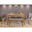 Laajennettava Ruokapöytä ja Tuolit 6-osainen Setti, Atlantic Pine Grey, 100% Melamiini, 120-153cm, Metalli, Sametti - Ruokapöydät - 8683342722094 - 2