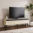 Marmorinen TV-taso - Travertiini Antrasiitti - 150x29,6x45 cm - 100% Melamiinipinnoitettu - Tyylikäs ja Kestävä - TV-tasot - 8684283021444 - 3