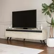 Marmorinen TV-taso - Travertiini Antrasiitti - 150x29,6x45 cm - 100% Melamiinipinnoitettu - Tyylikäs ja Kestävä - TV-tasot - 8684283021444 - 4