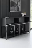 Moderni Konsoli: Anthracite Silver, 100% Melamiinipinnoitettu, 150x80x30 cm, Metallijalat, Tyylikäs ja Kestävä - Lipastot ja senkit - 8684282483984 - 3