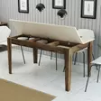 Moderni Ruokapöytä - 100% Melamiinipinnoitettu Lastulevy, Pähkinä-Kerma, 145x75x88 cm, Säilytystila 42,9x9 cm - Ruokapöydät - 8683743327294 - 4
