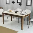 Moderni Ruokapöytä - 100% Melamiinipinnoitettu Lastulevy, Pähkinä-Kerma, 145x75x88 cm, Säilytystila 42,9x9 cm - Ruokapöydät - 8683743327294 - 2