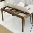Moderni Ruokapöytä - 100% Melamiinipinnoitettu Lastulevy, Pähkinä-Kerma, 145x75x88 cm, Säilytystila 42,9x9 cm - Ruokapöydät - 8683743327294 - 5