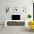 Moderni TV-taso, 155x35x35 cm, Pähkinä Valkoinen, 100% Melamiinipinnoitettu Lastulevy, Useita Hyllyjä, Lisäsäilytystilaa - TV-tasot - 8681875445084 - 2