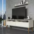 Moderni TV-taso, Kermanvärinen, 100% Melamiinipinnoitettu Lastulevy, 18 mm, 150x50x30 cm, Useita Hyllyjä, Seinään Kiinnitettävä - TV-tasot - 8681875828184 - 2