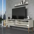 Moderni TV-taso, Kermanvärinen, 100% Melamiinipinnoitettu Lastulevy, 18 mm, 150x50x30 cm, Useita Hyllyjä, Seinään Kiinnitettävä - TV-tasot - 8681875828184 - 4