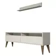Moderni TV-taso, Kermanvärinen, 100% Melamiinipinnoitettu Lastulevy, 18 mm, 150x50x30 cm, Useita Hyllyjä, Seinään Kiinnitettävä - TV-tasot - 8681875828184 - 1