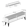 Moderni TV-taso, Kermanvärinen, 100% Melamiinipinnoitettu Lastulevy, 18 mm, 150x50x30 cm, Useita Hyllyjä, Seinään Kiinnitettävä - TV-tasot - 8681875828184 - 5