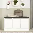 Moderni Valkoinen Kenkäkaappi - 100% Melamiinipinnoitettu Lastulevy, 18 mm, PU Nahkainen Yläosa, 89,6x45,8x35,5 cm - Kenkäkaapit - 8683342963114 - 2