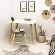 Moderni Valkoinen Opiskelupöytä - 100% Melamiinipinnoitettu Lastulevy, 18mm, Puiset Jalat, 80x74x60 cm - Työpöydät - 8681875078404 - 2