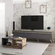 Olohuoneen Kalustesetti - Anthracite Walnut - 100% Melamiinipinnoitettu - TV-taso 180x42x35 cm - Pöytä 90x36x45 cm - Huonekalut - 8683742131144 - 3