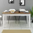 Ruokapöytä, valkoinen pähkinäpuu, 145 cm leveä, kestävä, vakaa - Ruokapöydät - 8683743327324 - 3