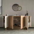 Sand Walnut Konsoli - 100% Melamiinipinnoitettu Lastulevy, 180x81x40 cm, Useita Hyllyjä, Seinään Kiinnitettävä - Lipastot ja senkit - 8684283421114 - 3