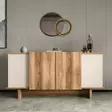 Sand Walnut Konsoli - 100% Melamiinipinnoitettu Lastulevy, 180x81x40 cm, Useita Hyllyjä, Seinään Kiinnitettävä - Lipastot ja senkit - 8684283421114 - 2