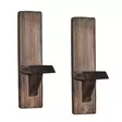 Seinähylly 100% Kuusipuuta, Käsintehty, Pähkinänvärinen, 33x9x9 cm, 2 kpl, Asennusvalmis, Kantavuus 0,70 kg - Seinähyllyt - 8681875503494 - 4