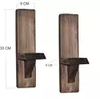 Seinähylly 100% Kuusipuuta, Käsintehty, Pähkinänvärinen, 33x9x9 cm, 2 kpl, Asennusvalmis, Kantavuus 0,70 kg - Seinähyllyt - 8681875503494 - 3