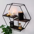 Seinähylly Musta Pähkinä 100% Kuusipuu 15mm Metalli 6mm 60x53x15cm 4kg Kantavuus Moderni Sisustus - Seinähyllyt - 8682870703094 - 2