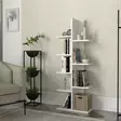 Skandinaavinen Kirjahylly - Valkoinen, 100% Melamiinipinnoitettu, 45x121,8x22 cm, Useita Hyllyjä, Kiinnitettävä Seinäälle - Kirjahyllyt - 8681181627464 - 3