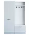 Skandinaavinen Valkoinen Eteisteline - 100% Melamiinipinnoitettu Lastulevy, 1 Laatikko, Useita Hyllyjä, 119,6x182,8x37,3 cm - Huonekalut - 8681875885224 - 1