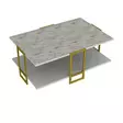 Sohvapöytä - Kulta Valkoinen, 100% Melamiinipinnoitettu, 2-Tasoinen, Metallijalat, 91,5x36,6x61,5 cm, Lisäsäilytys - Sohvapöydät - 8681875670684 - 1