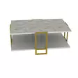 Sohvapöytä - Kulta Valkoinen, 100% Melamiinipinnoitettu, 2-Tasoinen, Metallijalat, 91,5x36,6x61,5 cm, Lisäsäilytys - Sohvapöydät - 8681875670684 - 4