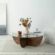 Sohvapöytä - Pähkinä, Karkaistu Lasi, Massiivimänty, 90x30x90 cm, Tyylikäs ja Kestävä Huonekalu - Sohvapöydät - 8684282140214 - 3