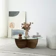 Sohvapöytä - Pähkinä, Karkaistu Lasi, Massiivimänty, 90x30x90 cm, Tyylikäs ja Kestävä Huonekalu - Sohvapöydät - 8684282140214 - 2