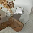 Sohvapöytä - Pähkinä, Karkaistu Lasi, Massiivimänty, 90x30x90 cm, Tyylikäs ja Kestävä Huonekalu - Sohvapöydät - 8684282140214 - 5