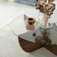 Sohvapöytä - Pähkinä, Karkaistu Lasi, Massiivimänty, 90x30x90 cm, Tyylikäs ja Kestävä Huonekalu - Sohvapöydät - 8684282140214 - 4