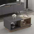 Sohvapöytä Anthracite Oak - Moderni ja Tyylikäs, 100% Melamiinipinnoitettu, Useita Hyllyjä, Kiinnitettävä Seinäkiinnitys - Sohvapöydät - 8682870115064 - 3