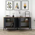 Teollinen Konsoli - 160cm Leveys, 78cm Korkeus, 35cm Syvyys, Pähkinä Antrasiitti, Metalli Jalusta, Muovi Kahva - Lipastot ja senkit - 8683743027804 - 5