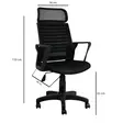 Toimistotuoli - Musta, 100% Polyuretaani, Säädettävä Istuinkorkeus, Ergonominen, 56x110x48 cm, Muovijalat, 1 Paketti - Työtuolit - 8683342189644 - 2
