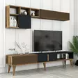 TV-taso 180 cm, Pähkinä-Antrasiitti, 100% Melamiinipinnoitettu Lastulevy, Useita Hyllyjä, Muovijalat 20 cm - TV-tasot - 8683742130604 - 5