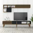 TV-taso 180 cm, Pähkinä-Antrasiitti, 100% Melamiinipinnoitettu Lastulevy, Useita Hyllyjä, Muovijalat 20 cm - TV-tasot - 8683742130604 - 2