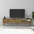 TV-taso, 180x35x45 cm, Pähkinä, 100% Melamiinipinnoitettu Lastulevy, Muovikahva ja -jalat, Useita Hyllyjä, Lisäsäilytystilaa - TV-tasot - 8684282088264 - 2