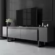 TV-taso Anthracite Black - 100% Melamiinipinnoitettu Lastulevy, Metallijalat, 180x50x30 cm, Tyylikäs ja Kestävä - TV-tasot - 8684283557264 - 2